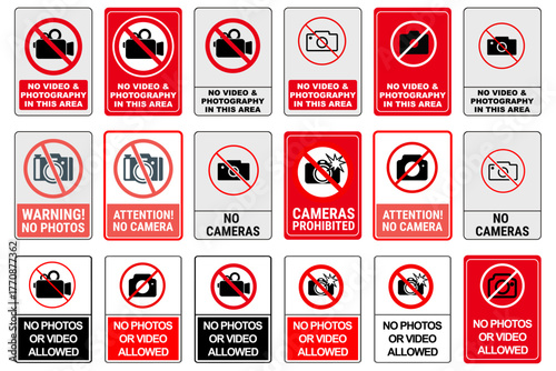 Sentinel signs of forbidden recording: a collection of vigilant prohibitions for cameras and video in secure zones, establishing clear visual boundaries