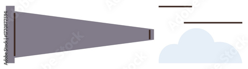 Windsock indicating wind direction and intensity with stylized cloud and airflow lines. Ideal for weather, navigation, aviation, forecasting, meteorology, science education, simple flat metaphor