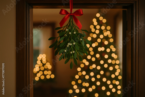 Mistletoe and Christmas Tree Bokeh