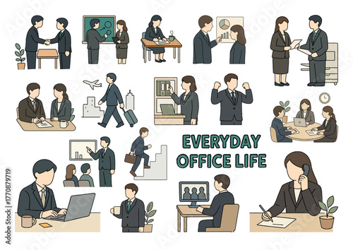 ビジネスシーンの人物アイコン集、 Business Scene People Icons Collection