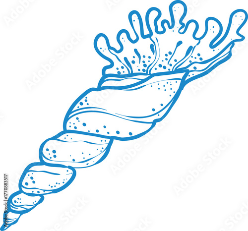 Blue line art seashell illustration, minimal nautical design vector