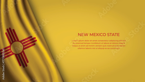 High Quality Backgound with Wavy Flag of State of New Mexico