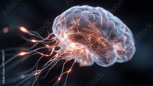 Une représentation de la neurotechnologie avec une inflammation cérébrale