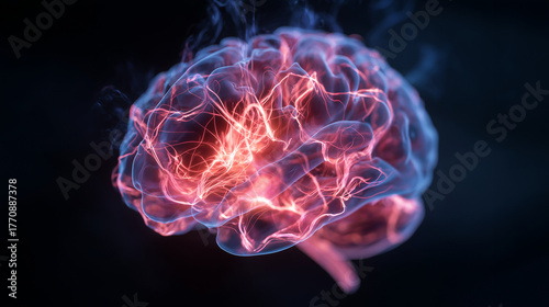 Une représentation de la neurotechnologie avec une inflammation cérébrale