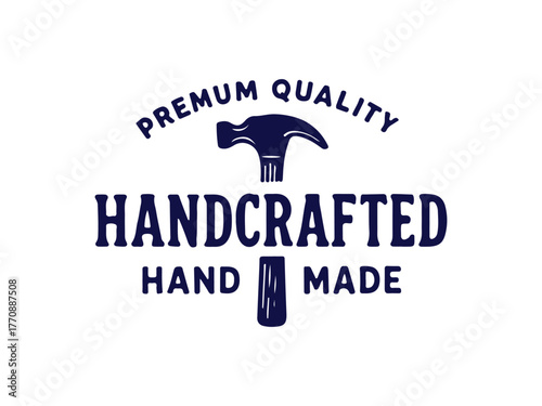 Handcrafted Handmade Premium Quality Vintage Logo Vector – Retro Typography Design