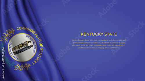 High Quality Backgound with Wavy Flag of State of Kentucky
