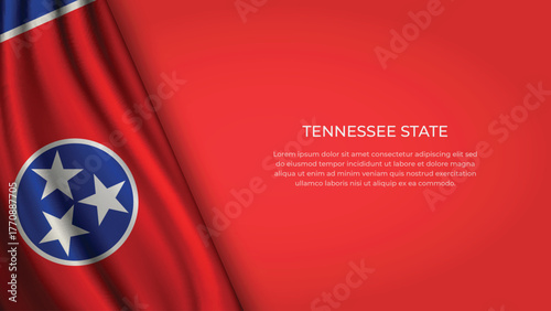 High Quality Backgound with Wavy Flag of State of Tennessee