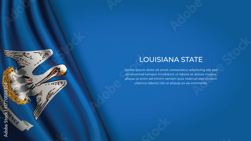 High Quality Backgound with Wavy Flag of State of Louisiana