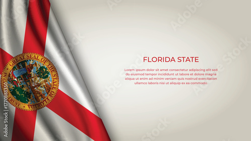 High Quality Backgound with Wavy Flag of State of Florida