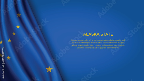 High Quality Backgound with Wavy Flag of State of Alaska