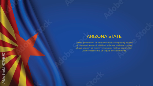 High Quality Backgound with Wavy Flag of State of Arizona
