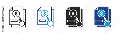 Financial Report icon set multiple style collection