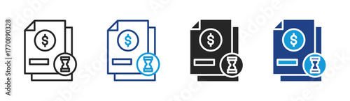 Payment Delay icon set multiple style collection