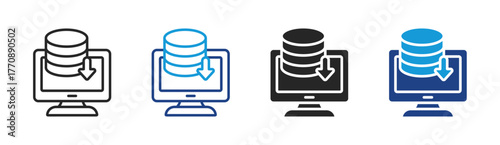 Data Storage icon set multiple style collection