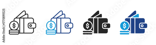 Digital Wallet icon set multiple style collection