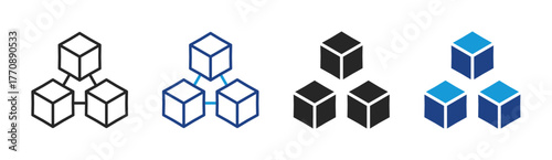 Network Cube icon set multiple style collection