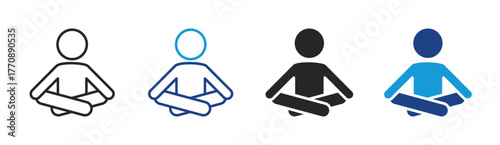 Yoga Pose icon set multiple style collection