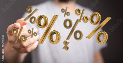 Golden percentage symbols f...