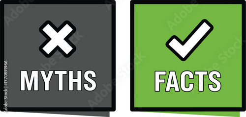 Clear distinction between myths and facts with a cross and checkmark