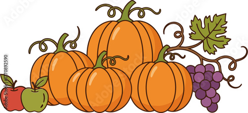 Cluster of orange pumpkins arranged together.