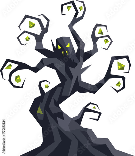 Gothic Styled Dark Tree with Glowing Leaves.