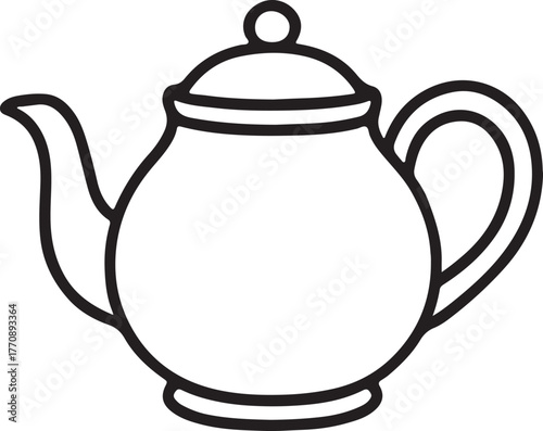 Minimalist black outline teapot icon simple clean design for beverages tea coffee hot drinks kitchenware hospitality culinary