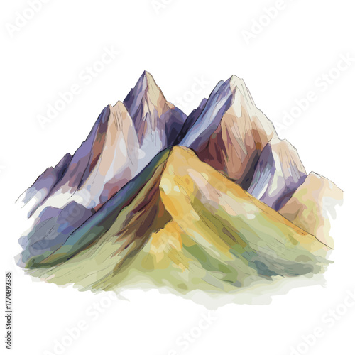 Andes Mountains. Andes Mountains hand drawn watercolor illustration