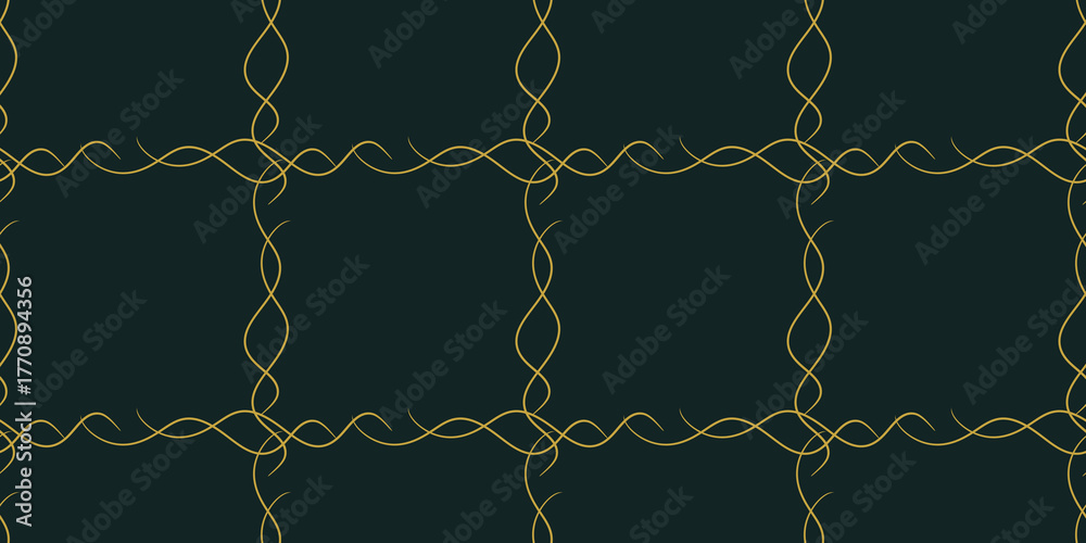 Fototapeta premium Elegant seamless pattern of intertwining lines on rich dark background suitable for fabric design