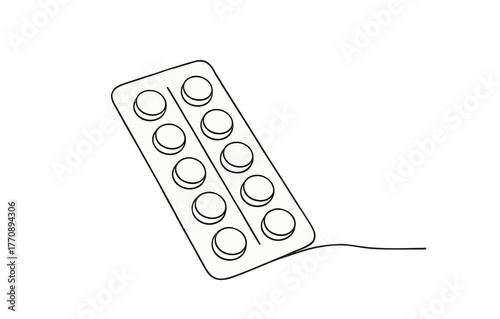 Minimalist sketch of power strip with plug and multiple outlets