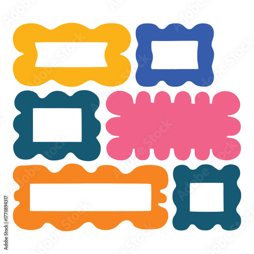 Colorful decorative frames with wavy edges perfect for showcasing your art