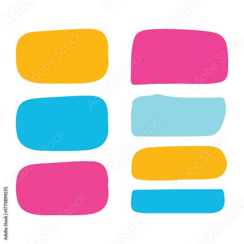 Colorful Rounded Rectangle Shapes Grouped on a White Background Great Graphic Resource