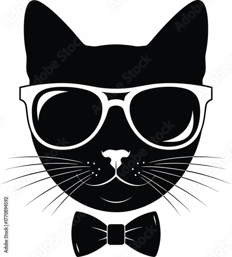 Cool cat with sunglass on white background