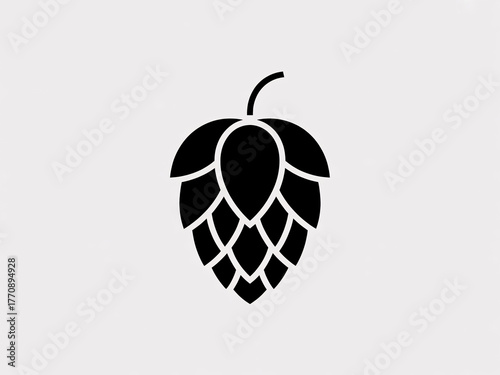 Modern minimalist black hop icon symbolizing brewing craft and natural ingredients for artisanal beer and beverage brands