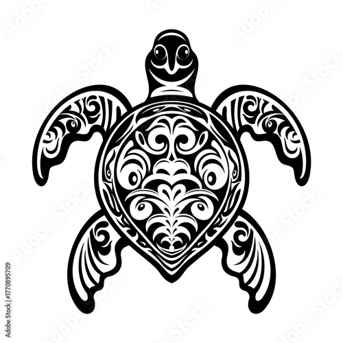 Graphic sea turtle. Vector illustration of sea turtle. Black and white turtle. Decortiv turtle design. Abstract sign for mug,t-shirt,phone case. Ideal for printing, posters.
