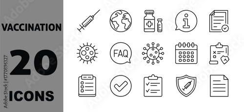 Vaccination icons set vector