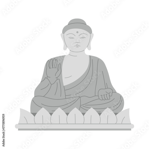 Hong Kong Buddha statue for culture, travel, and meditation concept isolated vector illustration