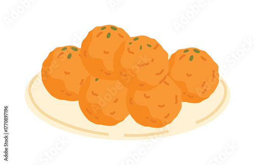Traditional Indian ladoo sweets arranged on an isolated plate, perfect for festival and celebration vector illustration