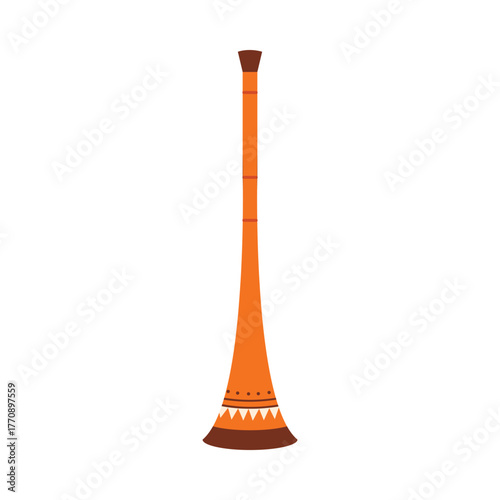 Colorful African vuvuzela wind instrument isolated on white background for music and culture vector illustration