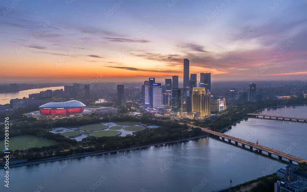 Fototapeta premium sunset over the city