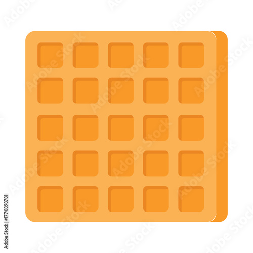 Square Belgian waffle isolated on white background for breakfast food concepts vector illustration