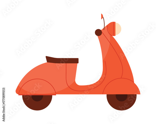 Minimal flat red scooter design inspired by Vietnam, perfect for travel and transport concepts, isolated vector illustration