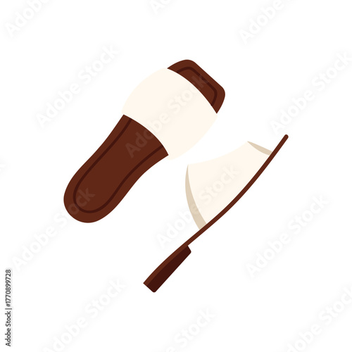 Flat isolated brown and white women sandals for summer fashion on white background vector illustration