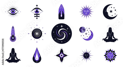 Mystical symbols and icons for astrology and spirituality