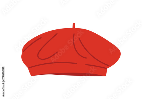 Stylish red beret hat isolated on white background for women fashion and outfit design vector illustration
