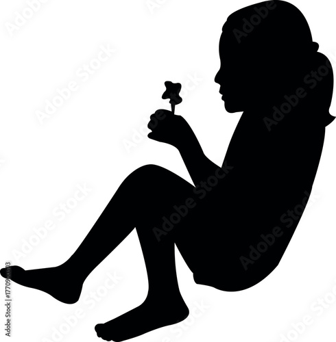 a girl sitting body silhouette vector