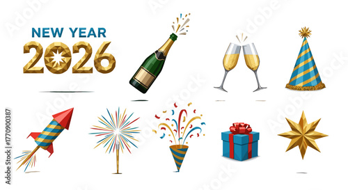 New year 2026 celebration elements