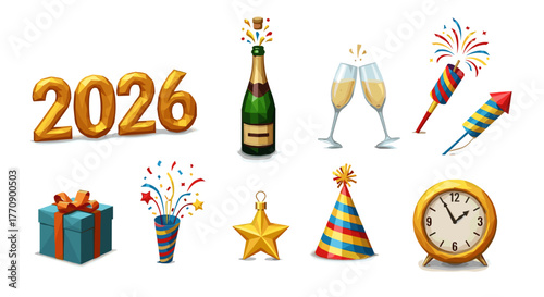 New year 2026 celebration elements