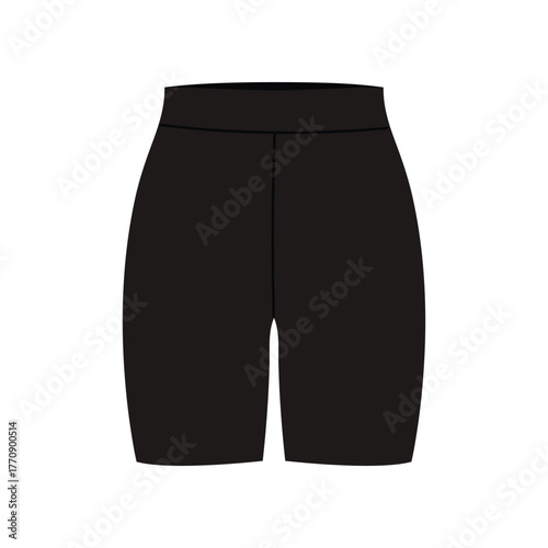 Minimalist isolated black women biker shorts on white background for fashion and apparel vector illustration