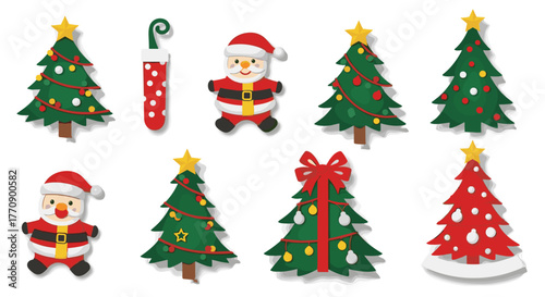 Collection of christmas ornaments and santa claus figures