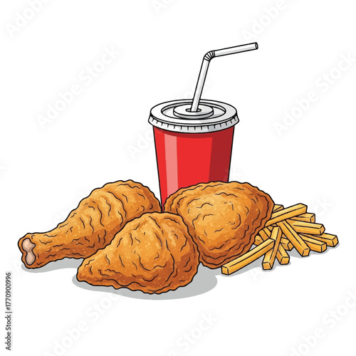 tasty fast food plate featuring fried chicken and fries